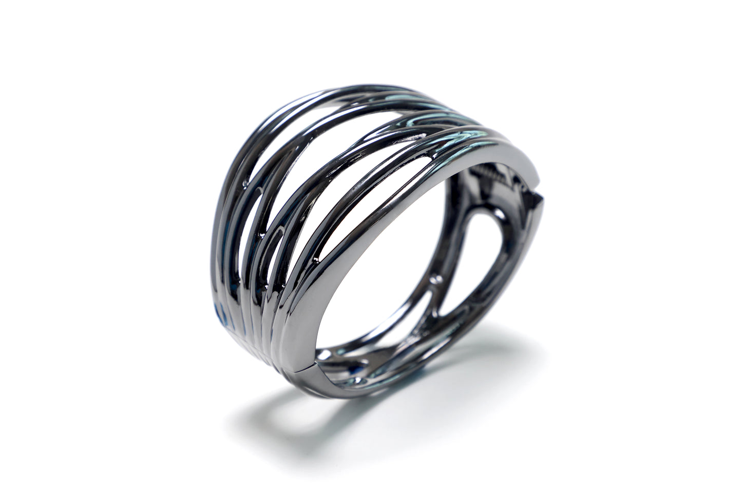 Black Tone Hinged Bangle Bracelet