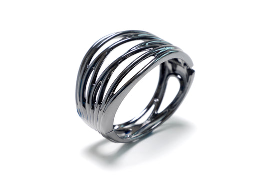 Black Tone Hinged Bangle Bracelet